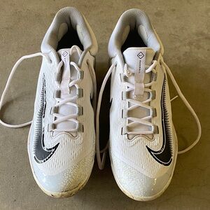 Nike White and Black React Metal Baseball Cleats